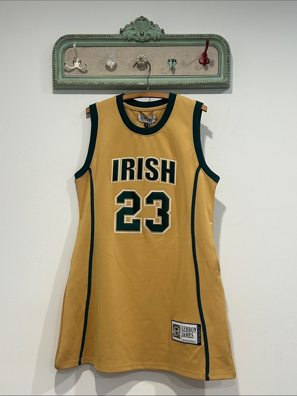 LeBron James Fighting Irish 23 Gold Sleeveless Jersey Mini Dress large women’s